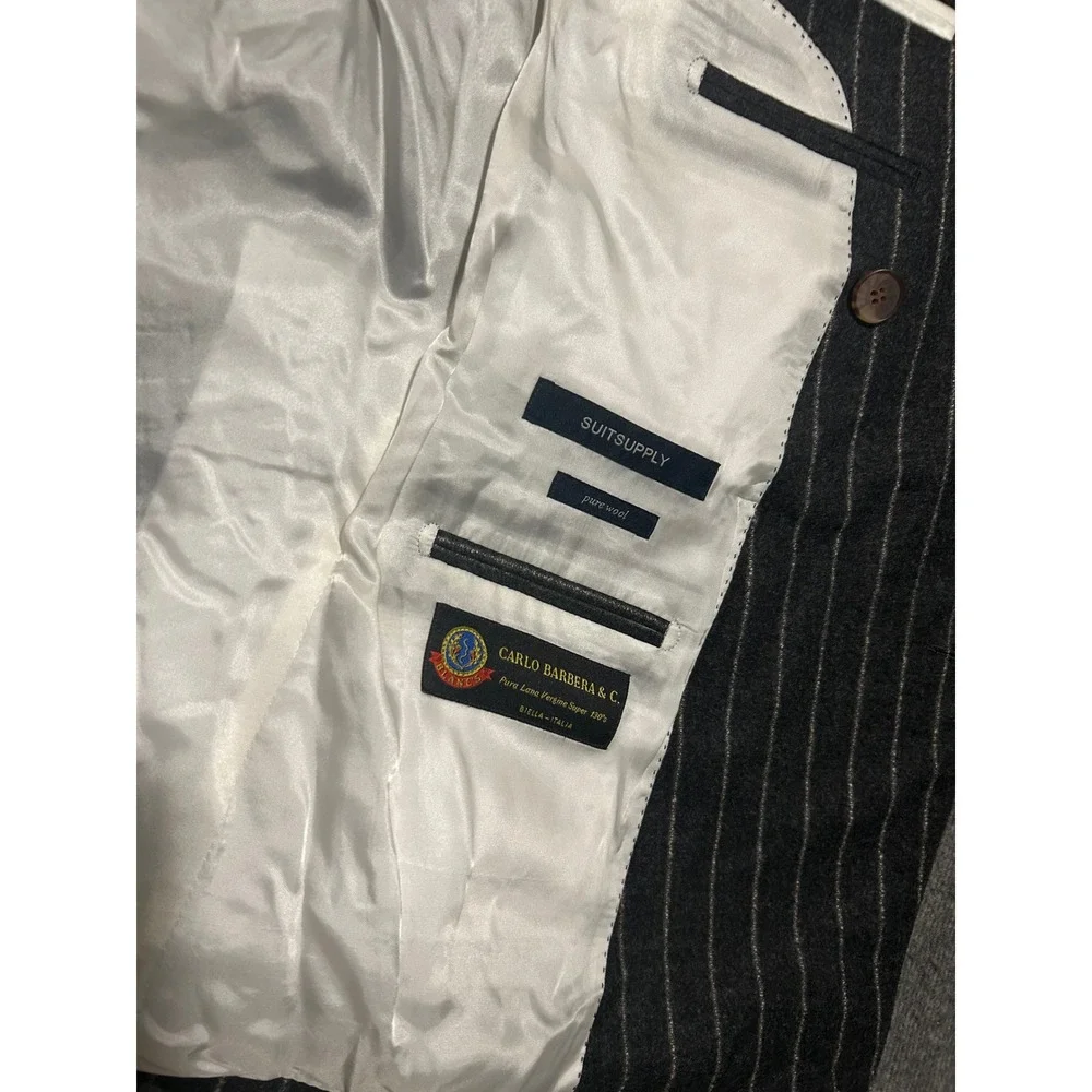 Suitsupply double breasted pinstriped gray carlo barbera pure wool size 40r